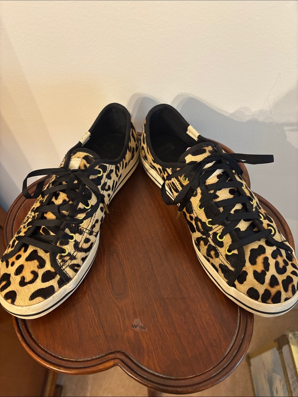 kate spade Leopard-Print Lace-Up Sneakers in Black & Tan - Picture 2 of 8